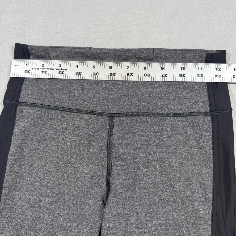 Lululemon Gray Heathered Black Side Stripe High Rise Crop Leggings‎ Womens 6